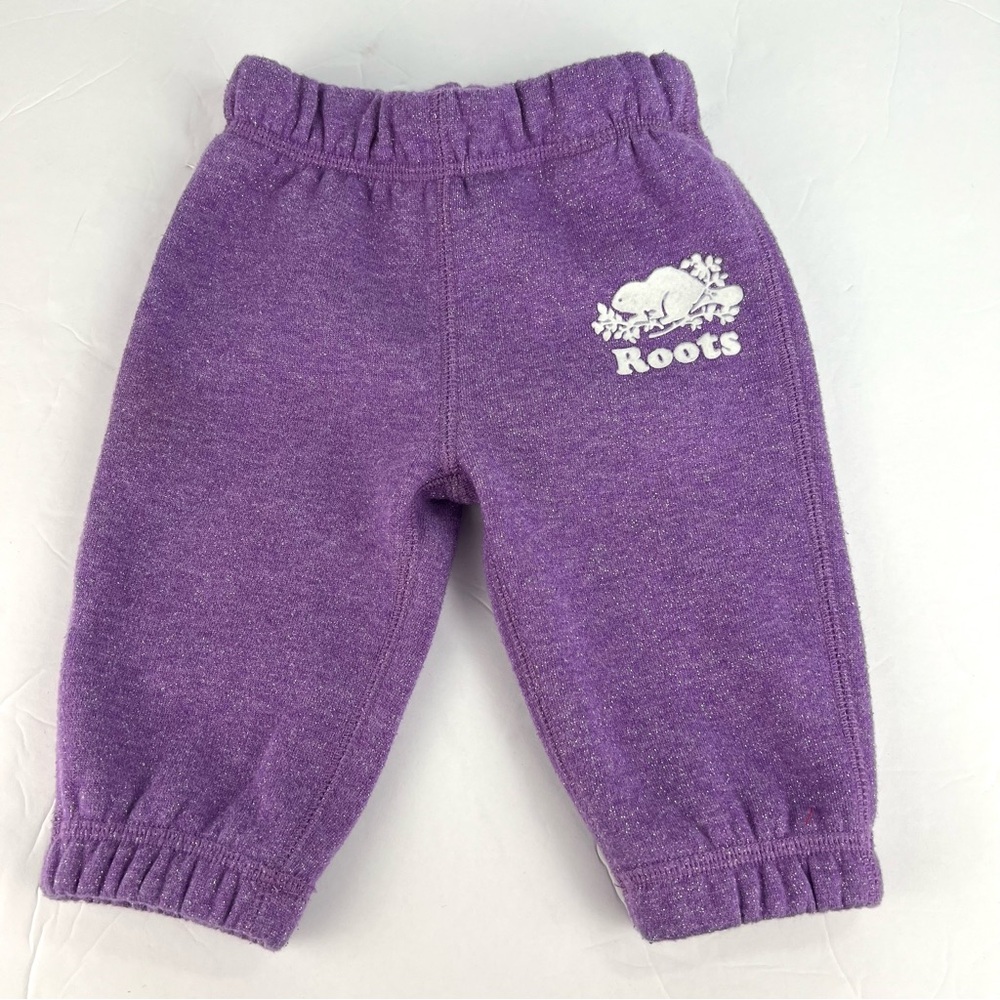 Roots Baby Cozy Logo Joggers size 3-6 mos Sparkly Lavender Gift